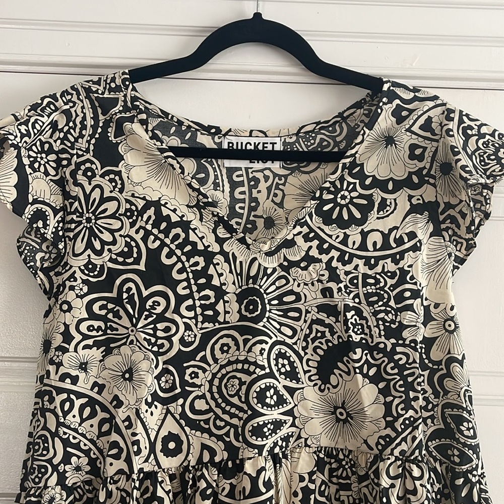 Bucket List paisley spring summer dress, cream and black new - Picture 4 of 7